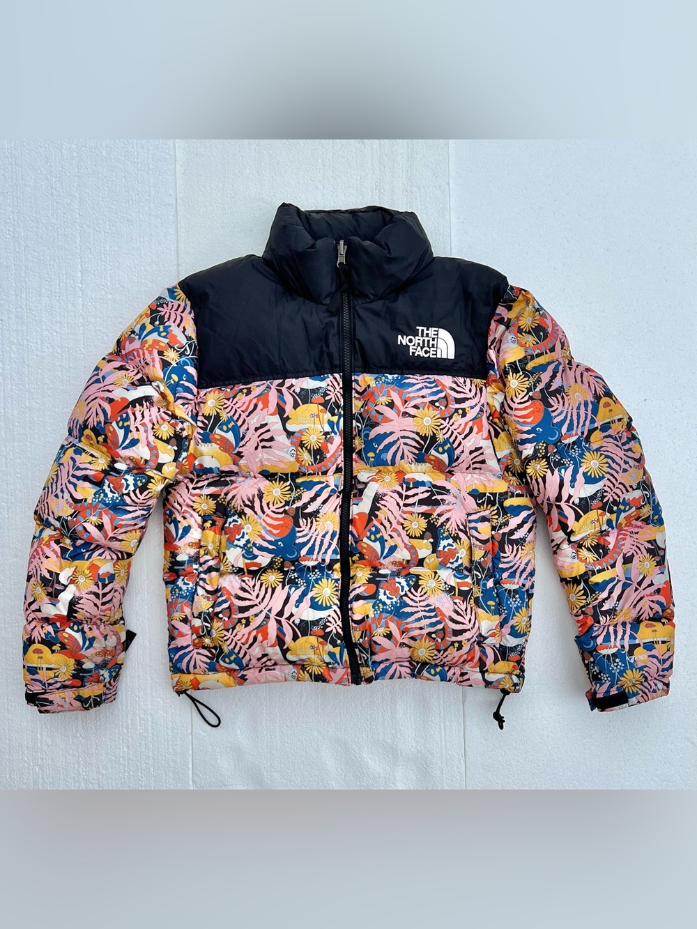 The North Face Nuptse Women's Down Puffer Jacket Full Zip Floral Black Small